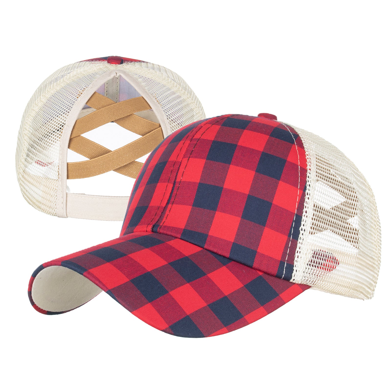 Wholesale Cotton Polyester Cross Ponytail Baseball Hats